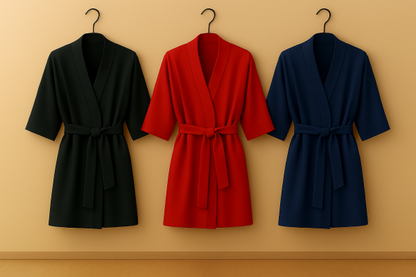 Premium Satin Sleepwear Set – Robe & Spaghetti Strap Nightdress Combo For Women – Free Size