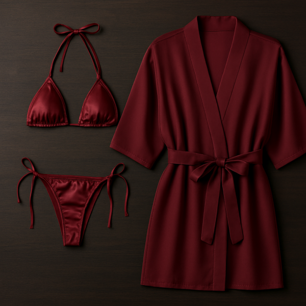 3-piece Swimwear & Lounge Set For Women – Monokini, Bikini & Sheer Robe | Beach & Pool Outfit |