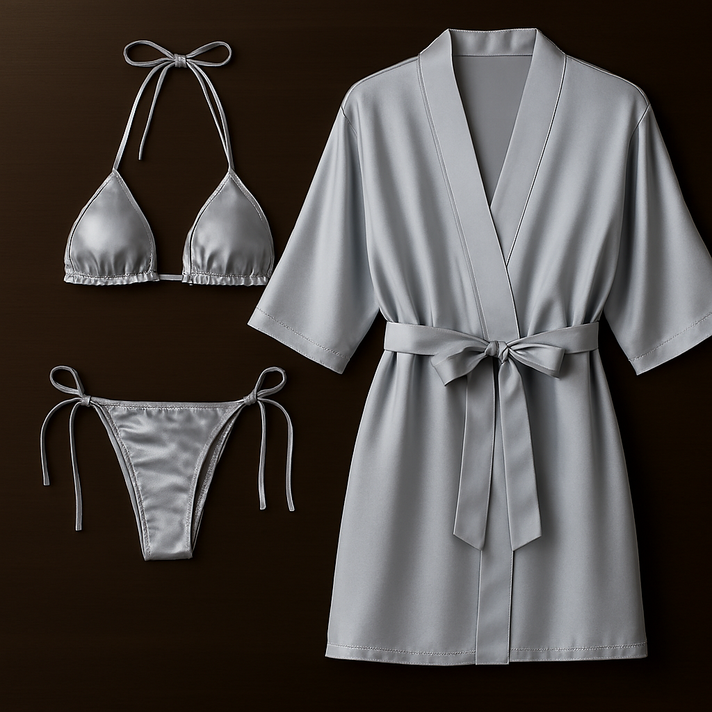 3-piece Swimwear & Lounge Set For Women – Monokini, Bikini & Sheer Robe | Beach & Pool Outfit |