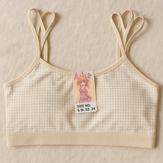 Dotted Style Soft Malai Bra For Girls – Double Straps, Lightweight & Comfortable Non-padded Bra (beige)