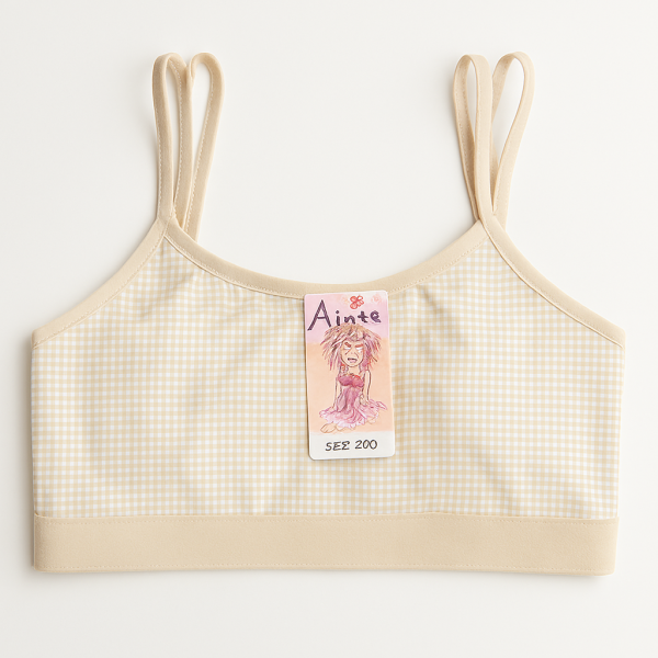 Dotted Style Soft Malai Bra For Girls – Double Straps, Lightweight & Comfortable Non-padded Bra (beige)
