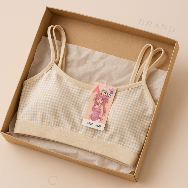 Dotted Style Soft Malai Bra For Girls – Double Straps, Lightweight & Comfortable Non-padded Bra (beige)