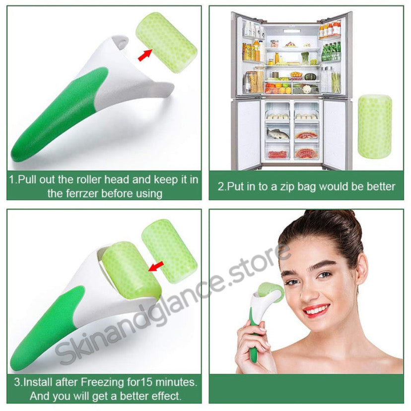 Ice Roller for Face &amp; Eye Puffiness Relief, Cold Gel Ice Face Roller Massager – Ice Roller Cool Roller For Face Eye Body Facial Shaping Anti Wrinkle Ice Roller Massager Smooth Skin ( Random Color )