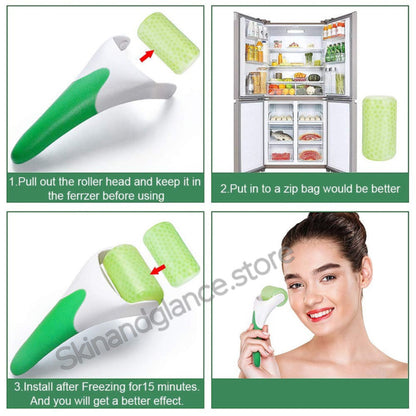Ice Roller for Face &amp; Eye Puffiness Relief, Cold Gel Ice Face Roller Massager – Ice Roller Cool Roller For Face Eye Body Facial Shaping Anti Wrinkle Ice Roller Massager Smooth Skin ( Random Color )