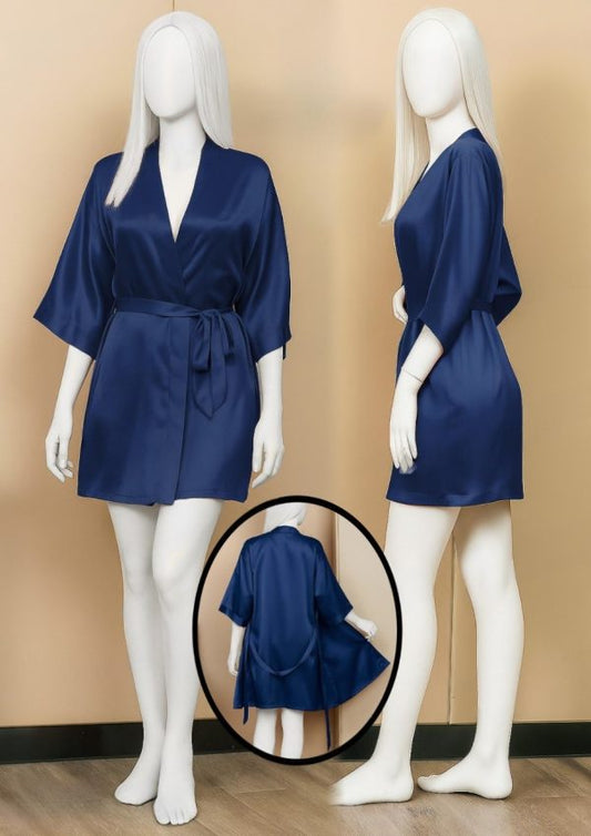 Satin Gown/robe – Short Length With Waist Tie