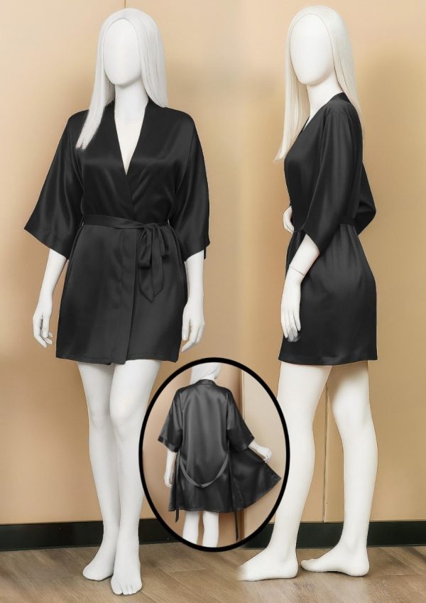 Satin Gown/robe – Short Length With Waist Tie