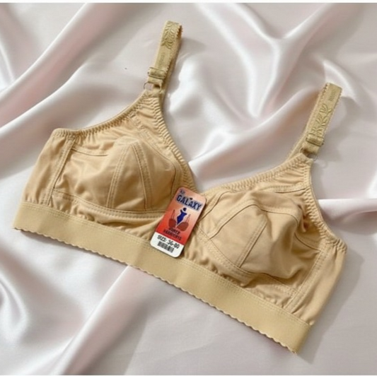 Plain Non-padded Cotton Bra – Lightweight & Comfortable Everyday Wear | Beige, Sizes 32–42