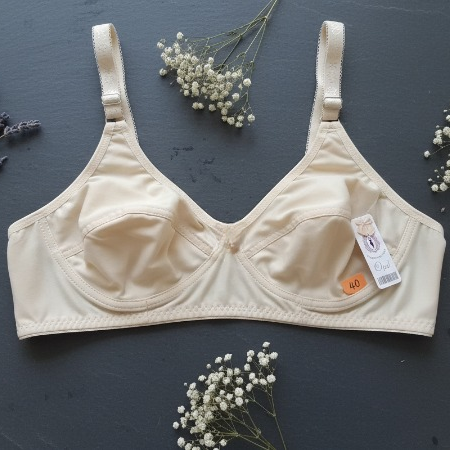 Jersey Soft Fabric Non-padded Bra For Women – Plain Comfortable & Lightweight Everyday Wear Lingerie In Beige, Available Sizes 32 To 42