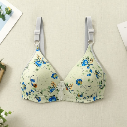 Printed Soft Cotton Padded Bra For Women | Comfortable Everyday Wear Undergarments With Stylish Print, Breathable Fabric & Gentle Support (random Color)