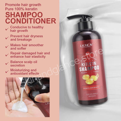 Lichen Keratin Enriched Shampoo 500ml – Sulfate And Paraben Free – Anti Frizz Treatment For Women And Men – Professional Salon Grade Repair Formula With Silk Protein For Dry, Frizzy Damaged And Color Treated Hair – Without Box