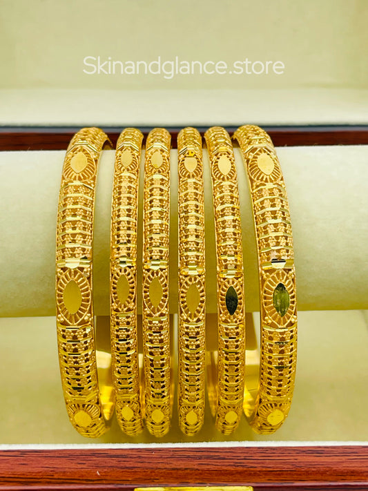 Turkish gold plated Bangles/Bracelets, 24 karat Gold plated (Set of 6 Bangles, Artficial jewellery)