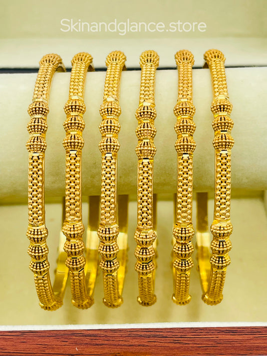 Turkish Style Stunning set of 6 gold bangles, Artificial Jewellery