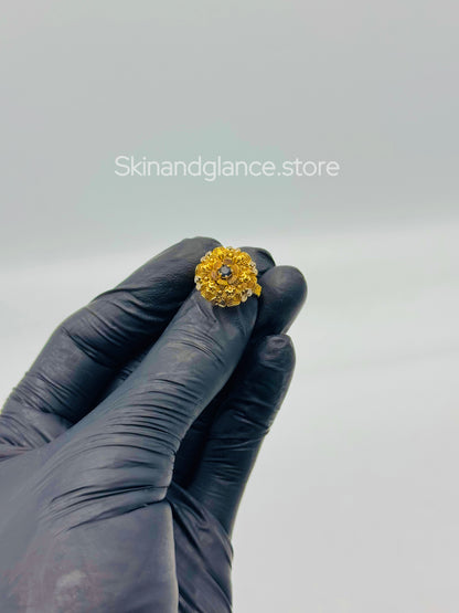 24K Gold-Plated Rings – Everyday Elegance with black dimond