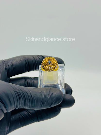 24K Gold-Plated Rings – Everyday Elegance with black dimond