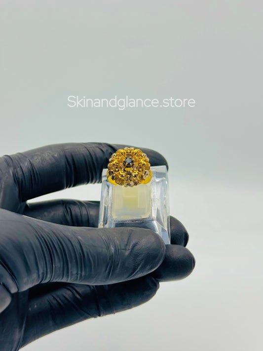 24K Gold-Plated Rings – Everyday Elegance with black dimond