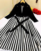 2 Pcs Women's Stitched Linen Striped Maxi
