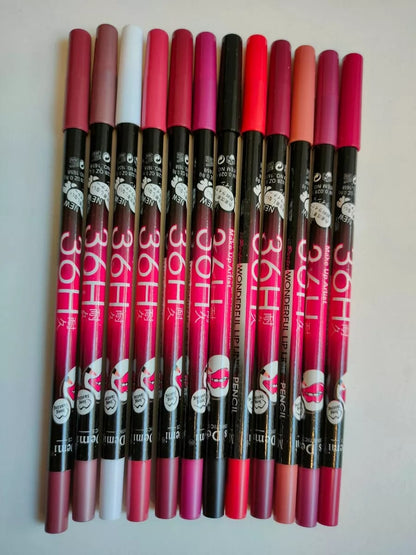 12 Pcs 36h Matte Finish Lip Pencil Set