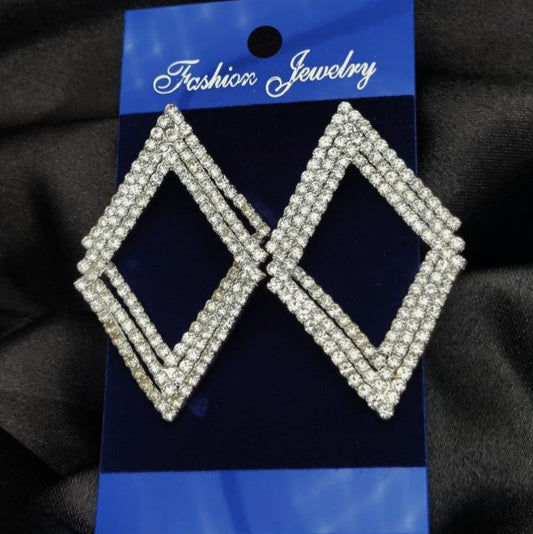 Imported Earrings In Multiple Design | Tarnish-free Diamond-shape, Heart Fringe, Long Heart Fringe, Radiant, Diamond Cascade Design Earrings| Luxury Look Artificial Earrings | Girls Earrings | Women Earrings ( Silver )