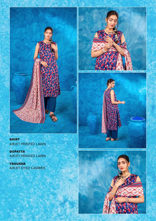 ✨ Zesh ✨ 3 Pieceunstitched Suit Zesh Summaer Lawn Collection 2025