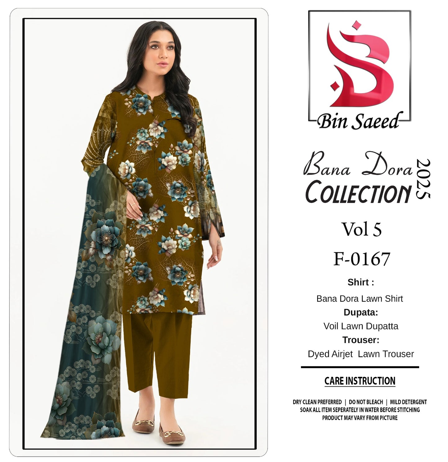 ✨ Binsaeed❤️ Bana Dora 3piece Unstitched Suit Summaer Lawn Collection