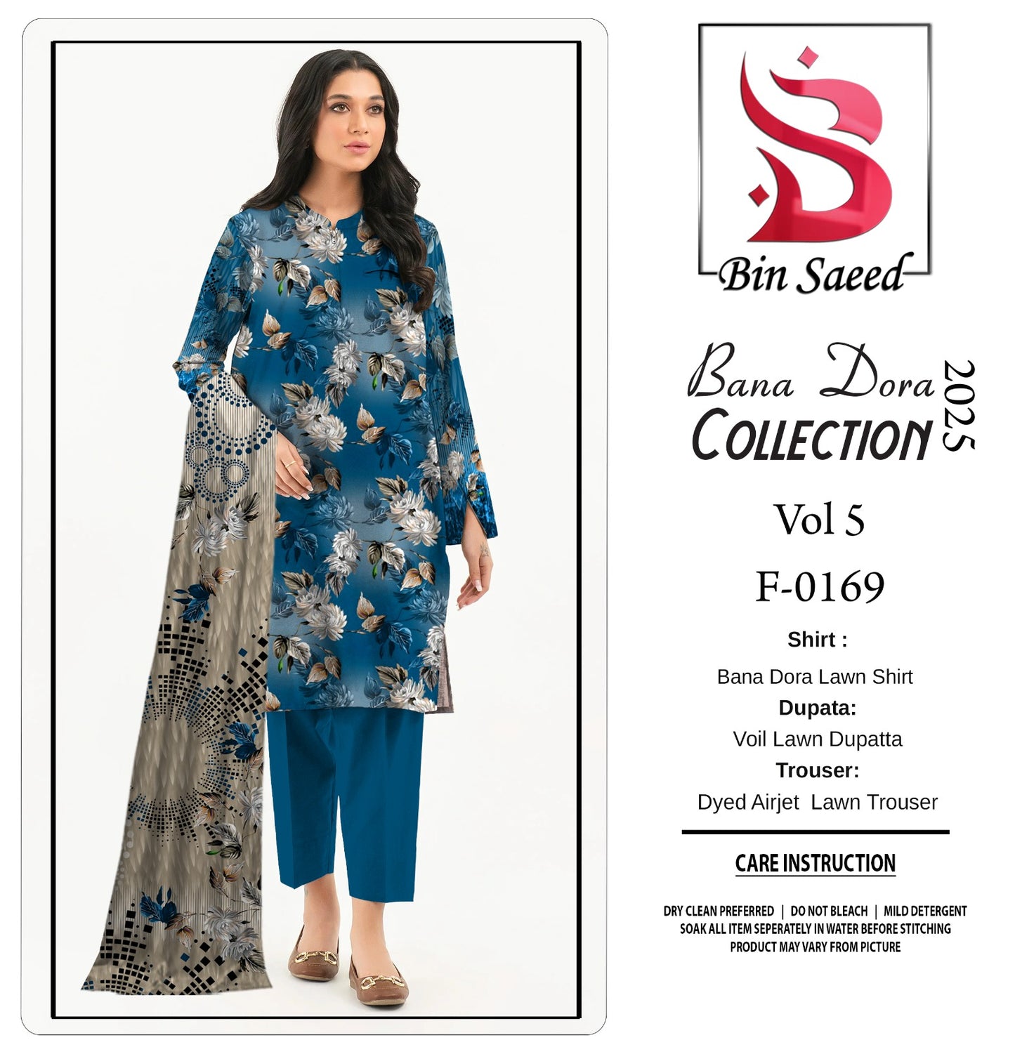 ✨ Binsaeed❤️ Bana Dora 3piece Unstitched Suit Summaer Lawn Collection