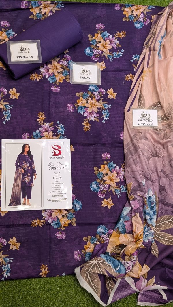 ✨ Binsaeed❤️ Bana Dora 3piece Unstitched Suit Summaer Lawn Collection