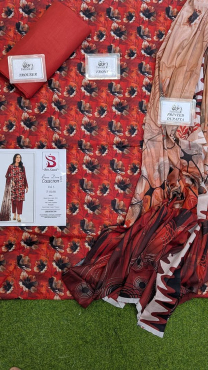 ✨ Binsaeed❤️ Bana Dora 3piece Unstitched Suit Summaer Lawn Collection
