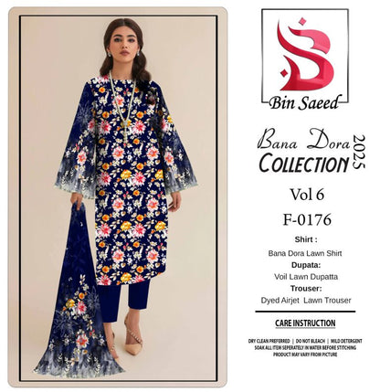 ✨ Binsaeed❤️ Bana Dora 3piece Unstitched Suit Summaer Lawn Collection