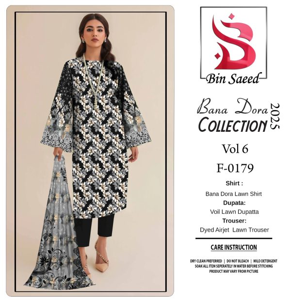 ✨ Binsaeed❤️ Bana Dora 3piece Unstitched Suit Summaer Lawn Collection