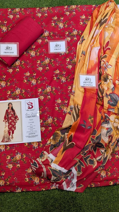 ✨ Binsaeed❤️ Bana Dora 3piece Unstitched Suit Summaer Lawn Collection