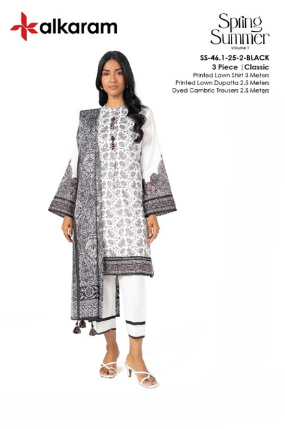 Alkaram Lawn | Unstitched Collection 3 Pieces Casual Wear| Summer Collection 2025 Collection Vol 1❤️