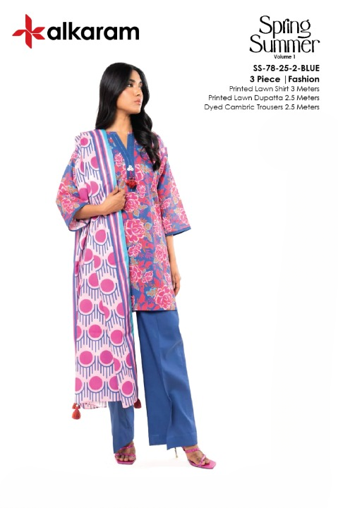 Alkaram Lawn | Unstitched Collection 3 Pieces Casual Wear| Summer Collection 2025 Collection Vol 1❤️