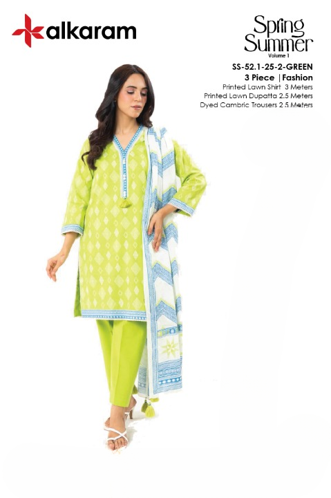Alkaram Lawn | Unstitched Collection 3 Pieces Casual Wear| Summer Collection 2025 Collection Vol 1❤️