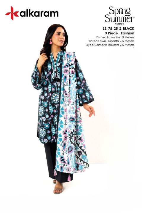 Alkaram Lawn | Unstitched Collection 3 Pieces Casual Wear| Summer Collection 2025 Collection Vol 1❤️
