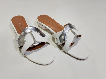 White & Silver Premium Slippers – Elegant Design, Comfy Feel & Stylish Look | Shine With Every Step — Comfort, Elegance And Class In One Perfect Pair | Slipper | Slipper For Women (with Box)
