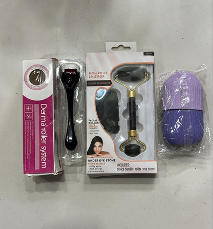 Combo Pack Marble Jade Roller With Stone Marble | Ice Roller Facial Massage | Derma Roller [pack Of 3]