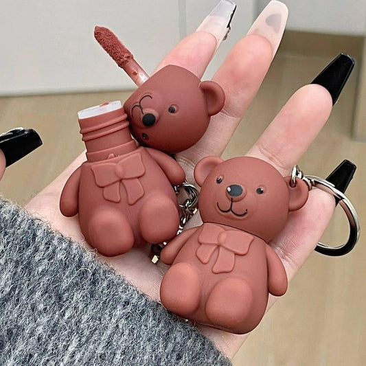 Teddy Bear Keychain Style Lip Gloss – Cute & Portable, Multicolor Shades (pack Of 2 / Pack Of 3 / Pack Of 6)