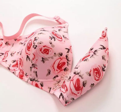Printed Soft Cotton Padded Bra For Women | Comfortable Everyday Wear Undergarments With Stylish Print, Breathable Fabric & Gentle Support (random Color)