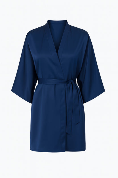 Satin Gown/robe – Short Length With Waist Tie