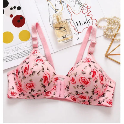 Printed Soft Cotton Padded Bra For Women | Comfortable Everyday Wear Undergarments With Stylish Print, Breathable Fabric & Gentle Support (random Color)