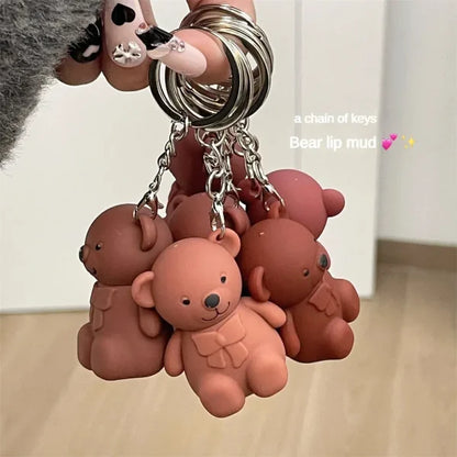Teddy Bear Keychain Style Lip Gloss – Cute & Portable, Multicolor Shades (pack Of 2 / Pack Of 3 / Pack Of 6)