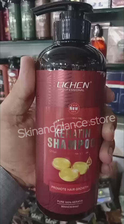 Lichen Keratin Enriched Shampoo 500ml – Sulfate And Paraben Free – Anti Frizz Treatment For Women And Men – Professional Salon Grade Repair Formula With Silk Protein For Dry, Frizzy Damaged And Color Treated Hair – Without Box