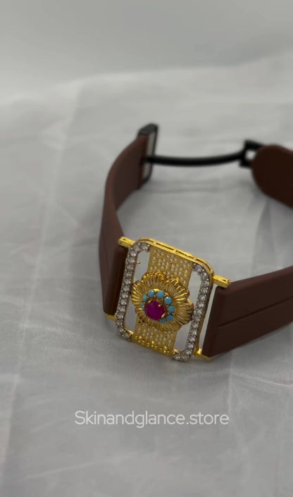 Antique Jewel Bracelet with diferent strap colors, 24 karat Gold Plated Jewel