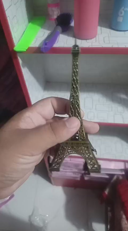 7-Inch Eiffel Tower Statue Home Decor | Bronze Alloy Metal Paris Landmark Model for Desk, Shelf & Gift
