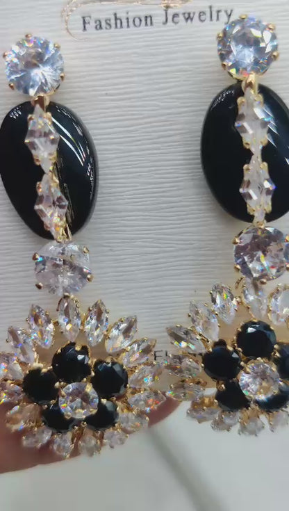 Imported Radiant Luxe Crystal Bloom Earrings