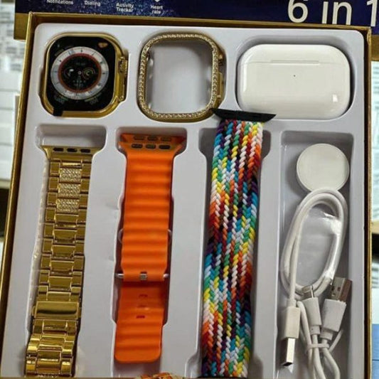 H9 Ultra 2 Smart Watch – Original Full Display With Airpods 3 Model Bt, Watch Cover & Straps (6 In 1 Set)